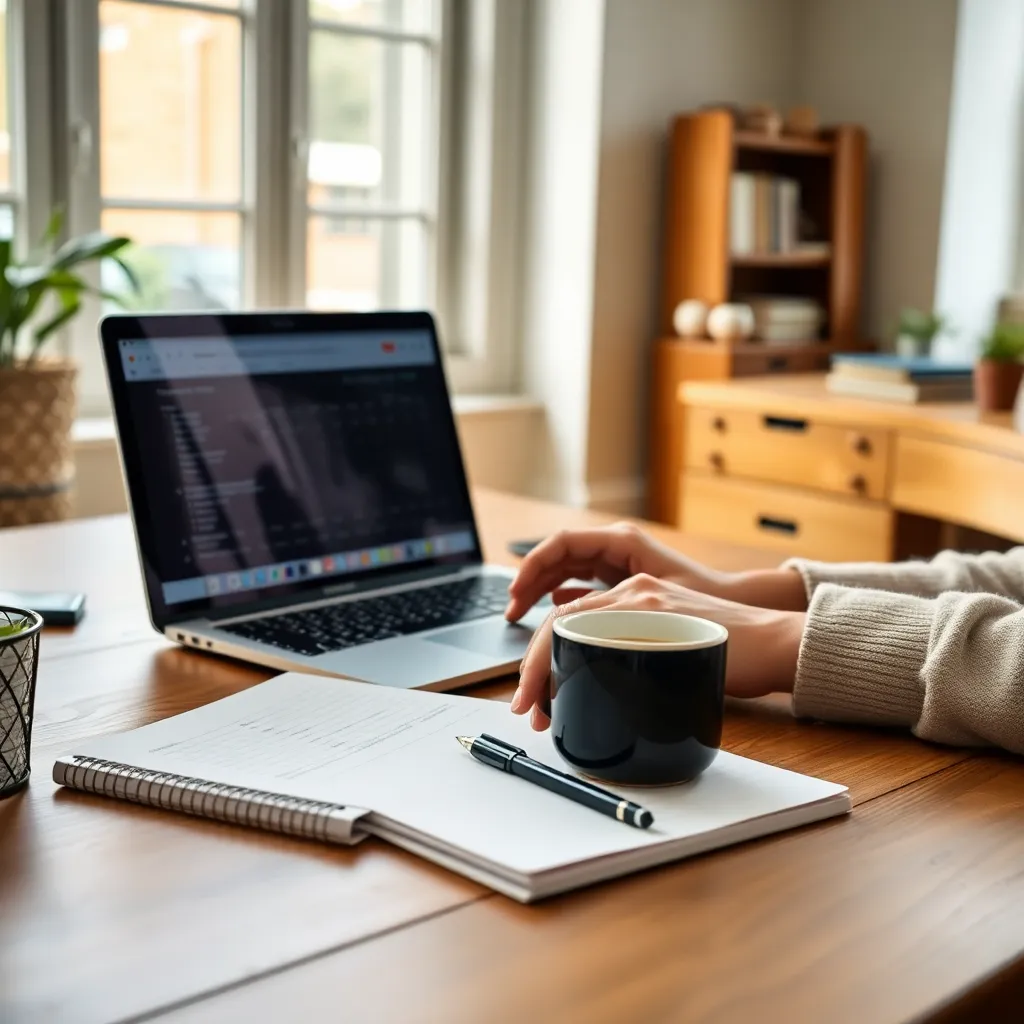 Persoon die financiële doelen plant met laptop en notitieblok